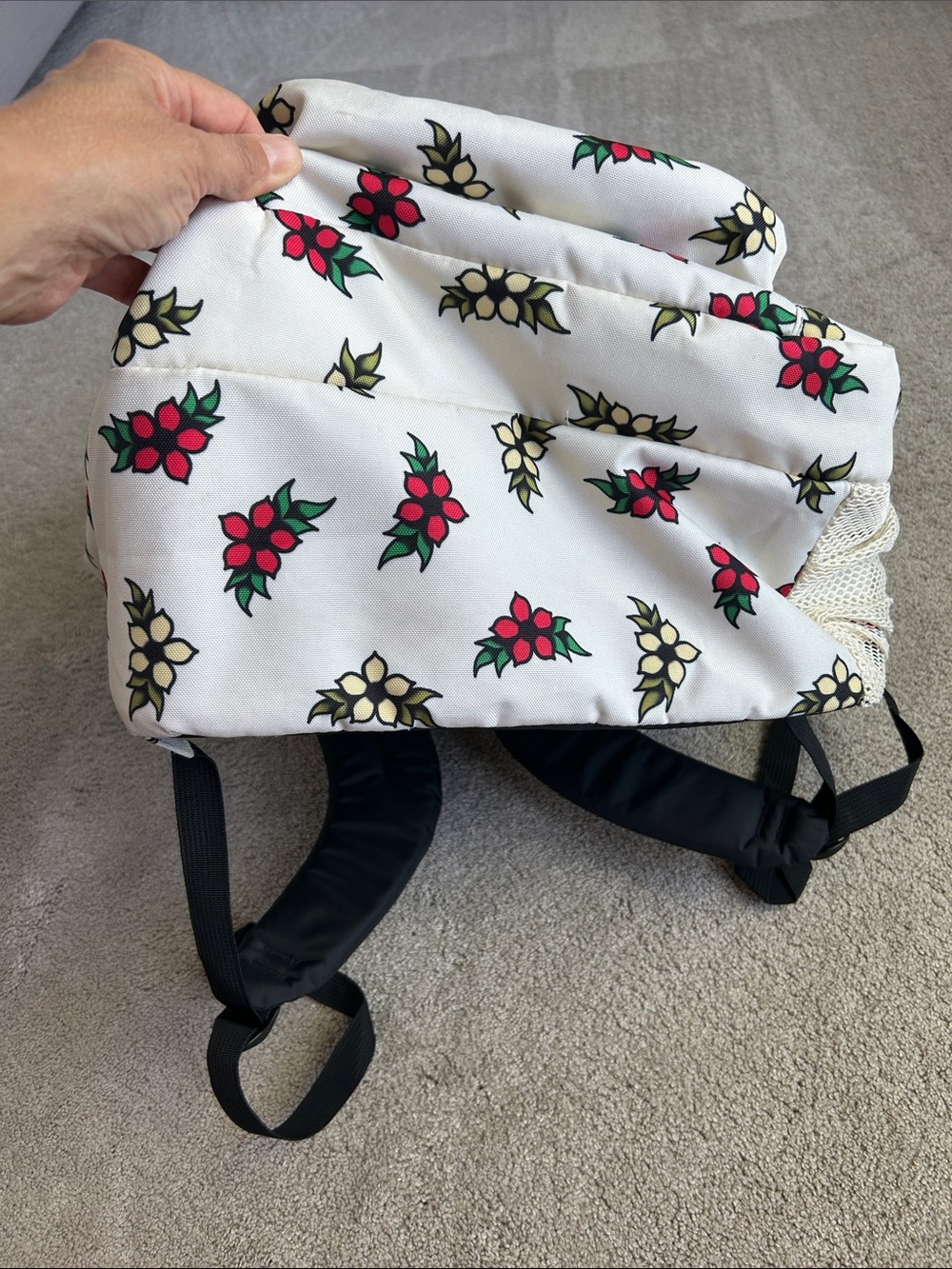 Jansport Cream Backpack with Red & Yellow Floral Print - Picture 7 of 7